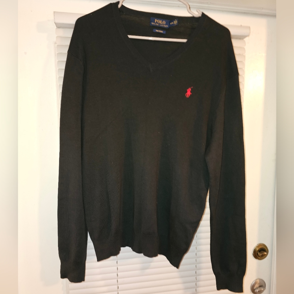 Men's polo sweater in black